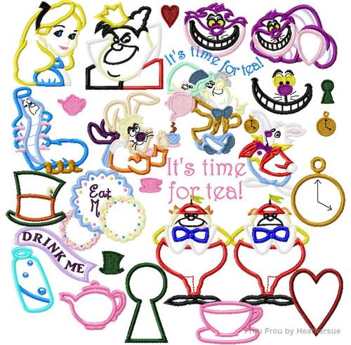 Alyce 20 plus design SET Wonderland Alyce Machine Applique Embroidery Design, Multiple Sizes, including 4 inch