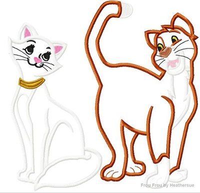 Artist Cat OAlley and Dutch Mom TWO Design SET Machine Applique Embroidery Design, Multiple sizes including 4 inch