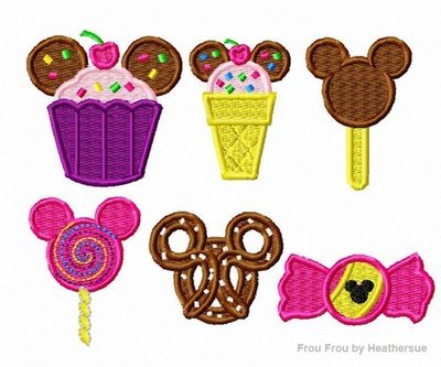 Desserts Filled only SET Mister Mouse Machine Embroidery Designs, Multiple sizes including 1 and 2 inch