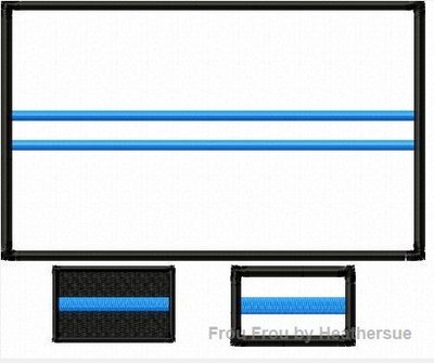 Thin Blue Line Police Officer Rectangle Applique and filled Embroidery Designs, mutltiple sizes including half inch, 1, 2, 3, 4, 7, and 10 inch