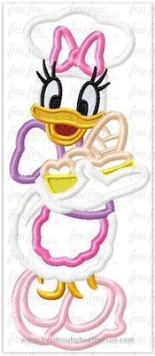 Chef Dasey Duck Full Body Restaurant Machine Applique Embroidery Design, multiple sizes including 4"-16"