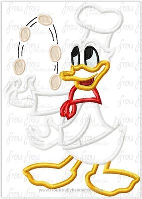 Chef Don Duck Restaurant Full Body Machine Applique Embroidery Design, multiple sizes including 4"-16"