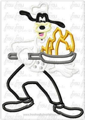 Chef Guufy Restaurant Full Body Machine Applique Embroidery Design, multiple sizes including 4"-16"