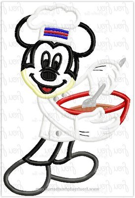 Chef Mister Mouse Restaurant Full Body Machine Applique Embroidery Design, multiple sizes including 4"-16"