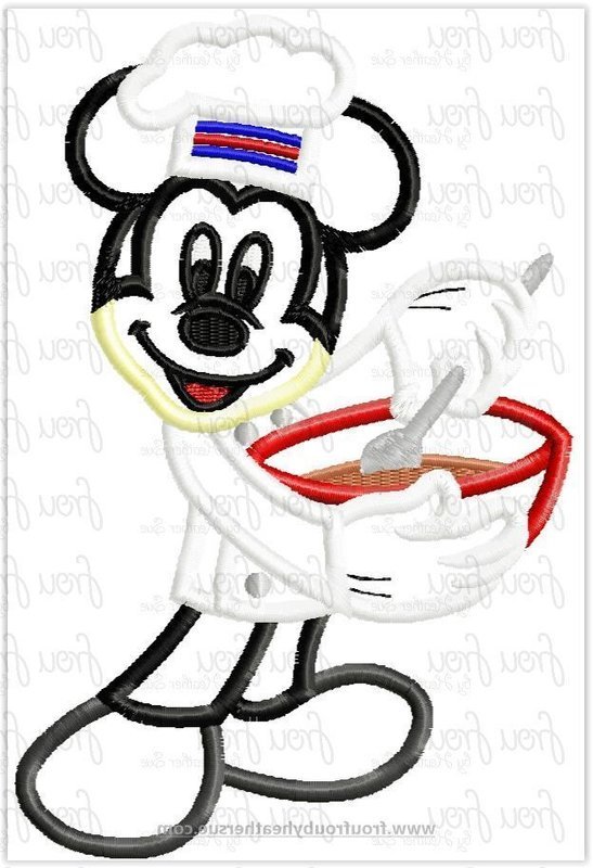 Chef Mister Mouse Restaurant Full Body Machine Applique Embroidery Design, multiple sizes including 4"-16"