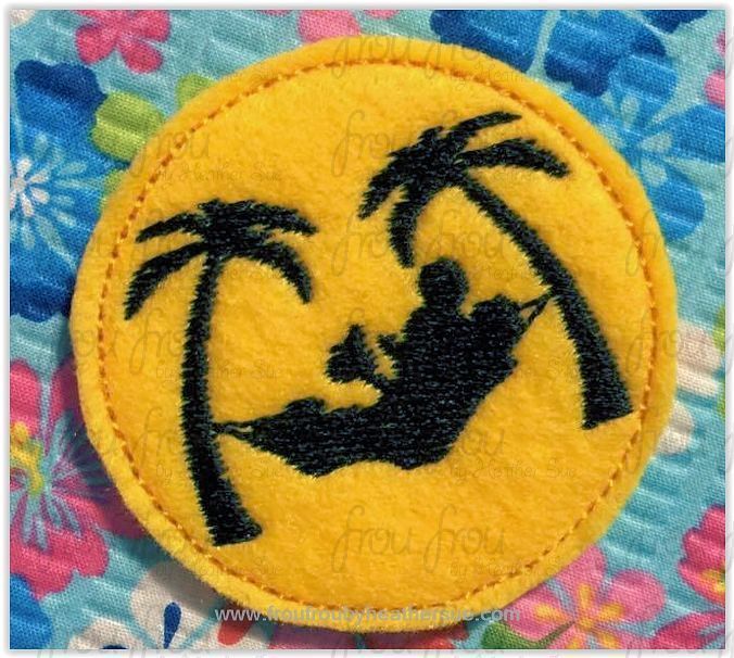 Clippie Mister Mouse in hammock silhouette on beach summer vacation cruise  Machine Embroidery In The Hoop Project 1.5, 2, 3, and 4 inch