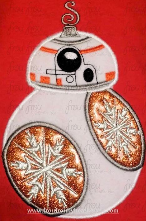 B88 Robot Christmas Ornament Santa Space Wars Machine Applique Embroidery Design, Multiple Sizes 3"-16"