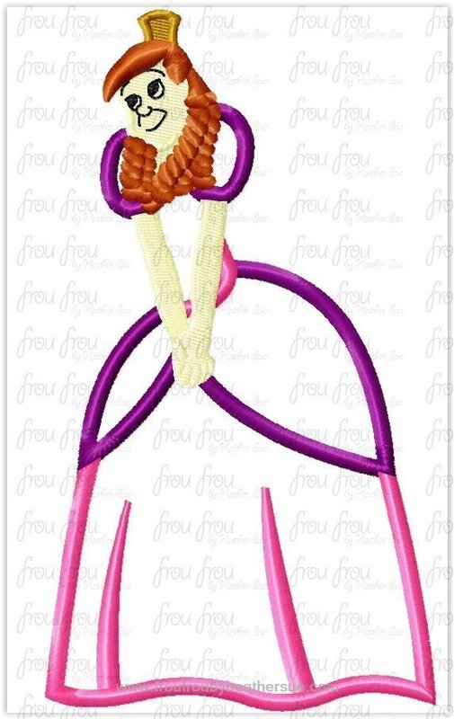 Ana Stepsister Full Body Princess Machine Applique Embroidery Design, Multiple sizes including 4&quot;-16&quot;