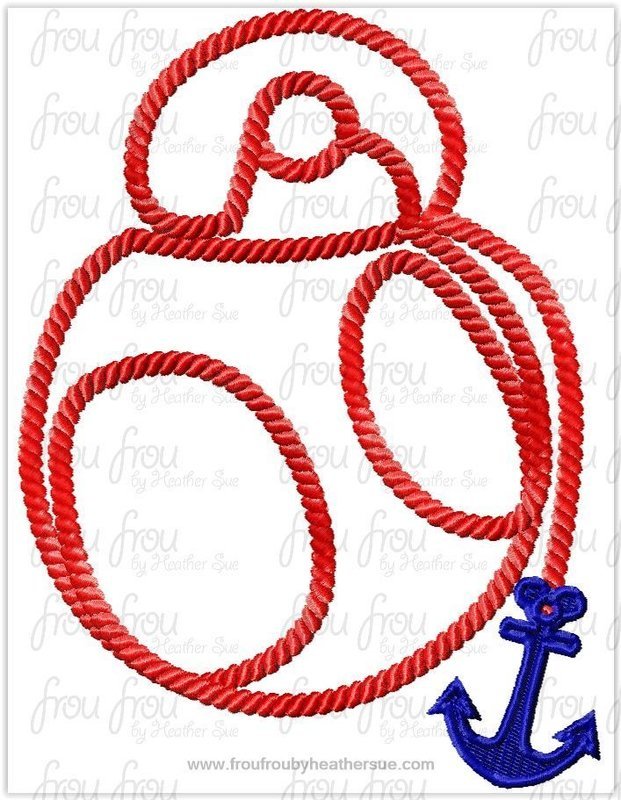 B88 Space Wars Rope Outlines Dis Cruise Line With Anchor Machine Embroidery Design, Multiple Sizes, including 3"-16"