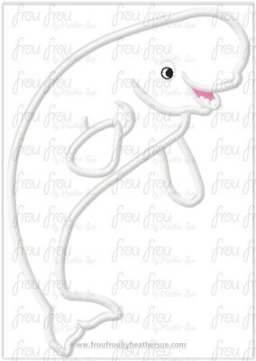 Baylee Beluga Whale Finding Dorine Machine Applique Embroidery Design, Multiple Sizes, INCLUDING 3"-16"