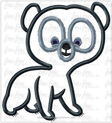 Bravest Bear Crawling Triplet Machine Applique Embroidery Design, Multiple sizes including 4