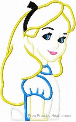 Alyce head and shoulders Machine Applique Embroidery Design, Multiple Sizes, including 4 inch