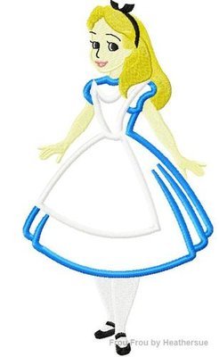 Alyce Full Body Princess Machine Applique Embroidery Design, Multiple sizes including 4 inch