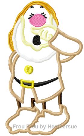Allergy Guy Dwarf Snowy White Machine Applique Embroidery Design, Multiple sizes including 4 inch