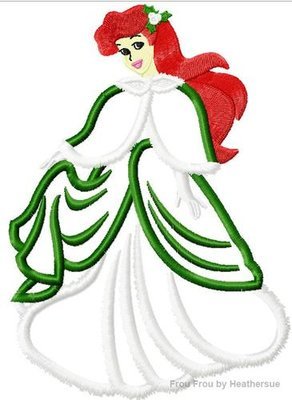 Ariah Full Body Christmas Machine Applique Embroidery Design, Multiple sizes including 4 inch