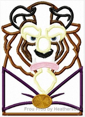 Beasty head and shoulders Bella Machine Applique Embroidery Design, multiple sizes, including 4 inch