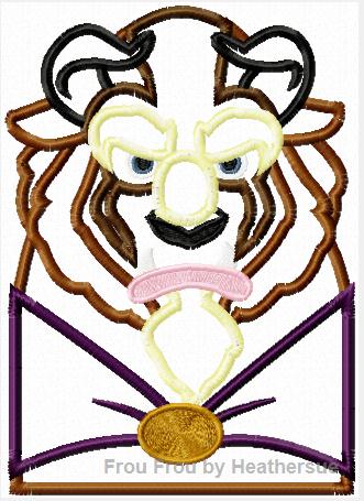 Beasty head and shoulders Bella Machine Applique Embroidery Design, multiple sizes, including 4 inch