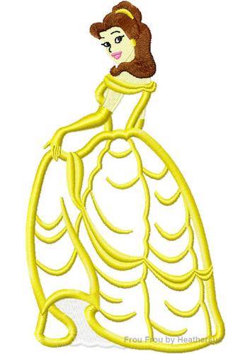 Bella Full Body Princess Machine Applique Embroidery Design, Multiple sizes including 4 inch