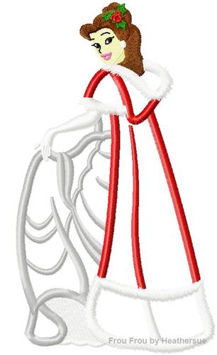 Bella Full Body Christmas Princess Machine Applique Embroidery Design, Multiple sizes including 4 inch