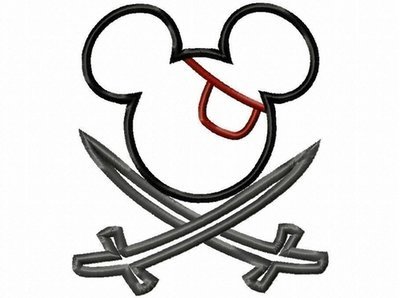 Mister Mouse Pirate  with Swords Machine Applique Embroidery Design, multiple sizes including 4 inch