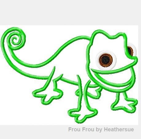 Chameleon Paskal Punzel Machine Applique Embroidery Design, mutliple sizes, including 4 inch