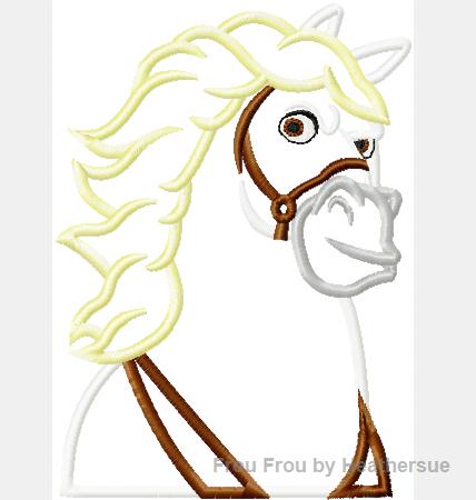 Maximum Horse Punzel Machine Applique Embroidery Design, mutliple sizes, including 4 inch