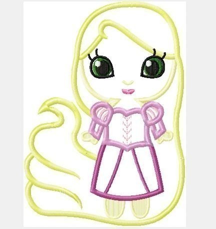 Punzel Cutie Machine Applique Embroidery Design, Multiple Sizes- NOW INCLUDING 4 INCH