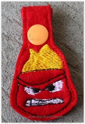 Angry In Out Key Fob, short and long tab, velcro or snaps, THREE SIZES in the hoop Machine Applique Embroidery Design- 4