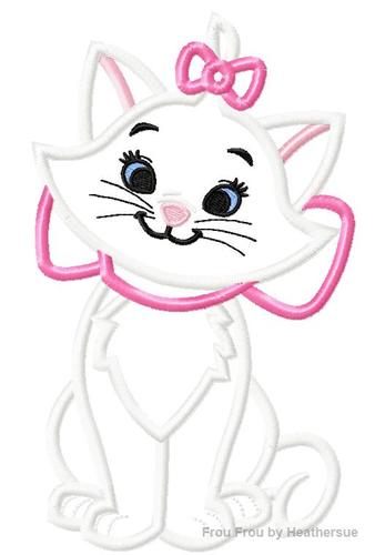 Artist Cat Mary Machine Applique Embroidery Design, Multiple sizes including 4 inch