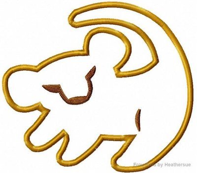 Baby Lion Symbol Machine Applique Embroidery Design, Multiple Sizes including 1