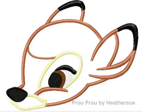 Baby Deer Head Machine Applique Embroidery Design, Multiple sizes including 4 inch
