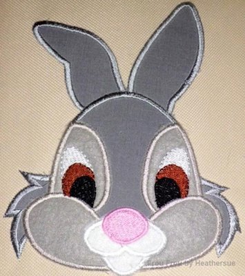Bumper Rabbit Head Machine Applique Embroidery Design, Multiple sizes including 4 inch