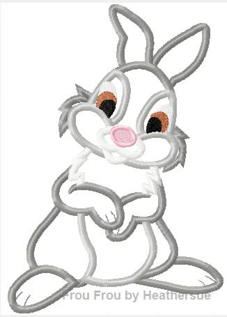Bumper Rabbit Machine Applique Embroidery Design, Multiple sizes including 4 inch