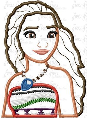 Mona Hawaii Polynesian Princess Head and Shoulders Machine Applique Embroidery Design, Multiple sizes 4