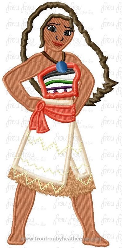 Mona Full Body Hawaii Polynesian Machine Applique Embroidery Design, Multiple sizes 4&quot;-16&quot;
