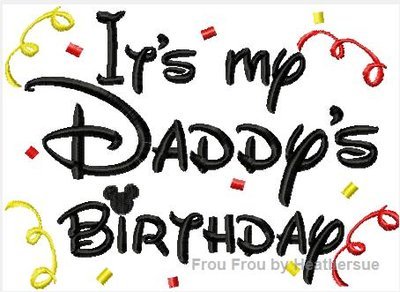 It's My Daddy's Birthday Mister Miss Mouse Machine Applique Embroidery Design, multiple sizes, including 4 INCH HOOP