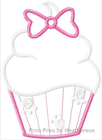 Mary Cat Cupcake Machine Applique Embroidery Design, Multiple sizes including 4 inch