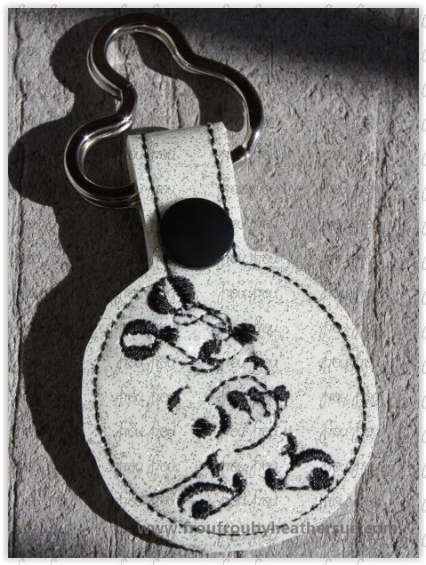 Musical Note Mister Mouse Key Fob, short and long tab, velcro or snaps, THREE SIZES in the hoop Machine Applique Embroidery Design- 4&quot;, 7&quot;, and 10&quot;