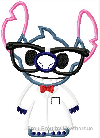 Nerd Lila's Alien Cutie Applique Machine Embroidery Design, Multiple Sizes