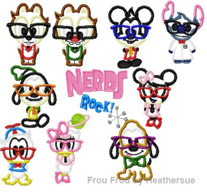 Nerd Cuties 10 Design Set Cuties  Applique Machine Embroidery Design, Multiple Sizes