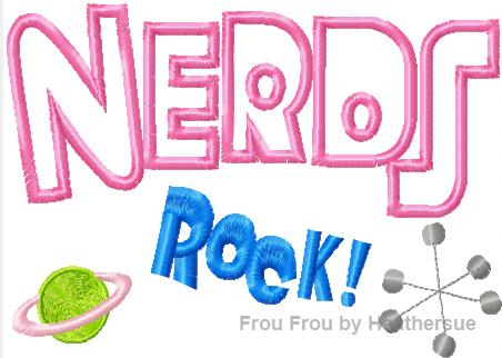 Nerds Rock Applique Machine Embroidery Design, Multiple Sizes