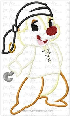 Pirate Dole Chipmunk Full Body Machine Applique Embroidery Design, multiple sizes including 4