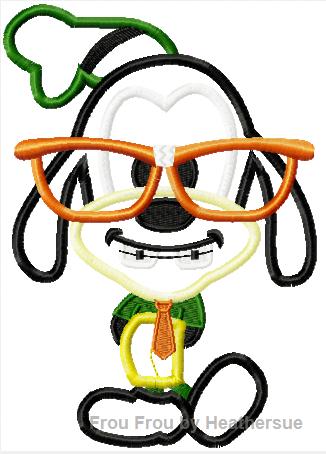 Nerd Guufy Cutie Applique Machine Embroidery Design, Multiple Sizes