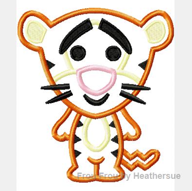 Tiger P0oh Cuties Embroidery Machine Applique Design Multiple Sizes, including 4 inch