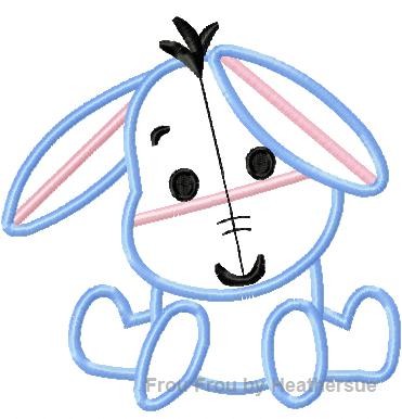 Donkey P0oh Cuties Machine Embroidery Applique Design Multiple Sizes, including 4 inch