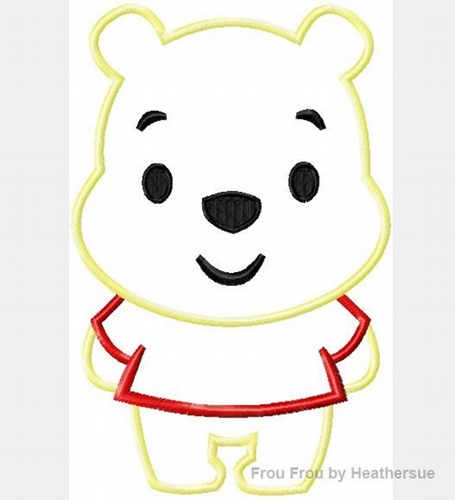 P0oh Bear Cuties Machine Applique Embroidery Design Multiple Sizes, including FOUR inch