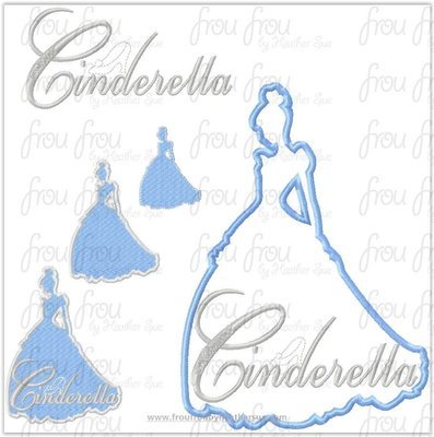 Cindy Princess Full Body Silhouette and Name TWO Design SET Princess Machine Applique Embroidery Design, Multiple sizes 1.5