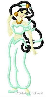 Jaz Full Body Princess Machine Applique Embroidery Design, Multiple sizes including 4 inch