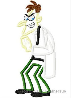 Dr. Doofy Full Body Machine Applique Embroidery Design, Multiple sizes including 4 inch