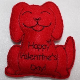 Valentine's Day Dog IN THE HOOP Stuffed Animal or Sucker Holder Machine Applique Embroidery Design
